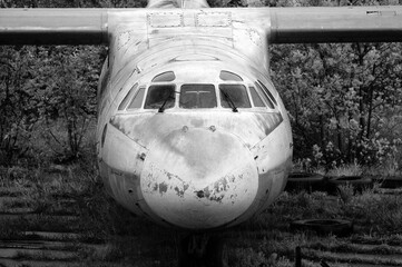 Wall Mural - Infrared filter wreck/ Ukrainian (former Soviet) plane. 