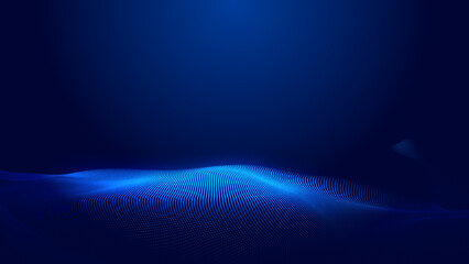Aufkleber - Abstract dot blue wave gradient texture technology background.