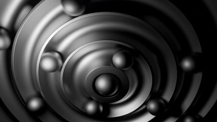 Poster - Small balls rolling through swirl maze viewed from top. Design. Relaxing background with moving spheres.