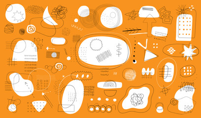 abstract doodle line and shapes set , design elements
