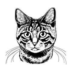 Wall Mural - Cat face sketch vector illustration