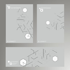 Poster - Vector hexagons design background. Business computer abstract pattern. Texture book technology. Banner graphic illustration