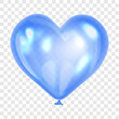 Realistic blue balloon-heart, isolated on white background. Balloon for boy birthday party, celebration, festival. Bright glossy balloon. Holiday Illustration