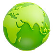 © 3d_kot - Green cartoon planet Earth 3d icon isolated on transparent background. Earth day or environment conservation concept. Save green planet concept. PNG file