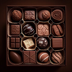 Wall Mural - top view assorted box chocolates