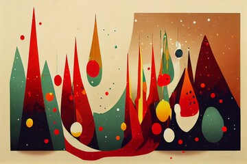 Sticker - modern and abstract christmas scene background with red and green colors