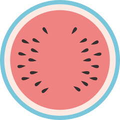 Poster - Watermelon half semi flat color raster object. Tasty fruit. Full sized item on white. Fresh product from grocery store simple cartoon style illustration for web graphic design and animation