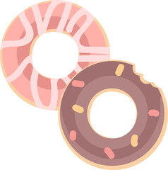 Poster - Donuts semi flat color raster object. Food stall. Full sized item on white. Donut shop. Homemade food. Delicious doughnuts simple cartoon style illustration for web graphic design and animation