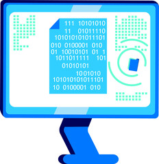 Fototapete - Encrypted document on computer monitor semi flat color raster object. Full sized item on white. Data storage. Career in coding simple cartoon style illustration for web graphic design and animation