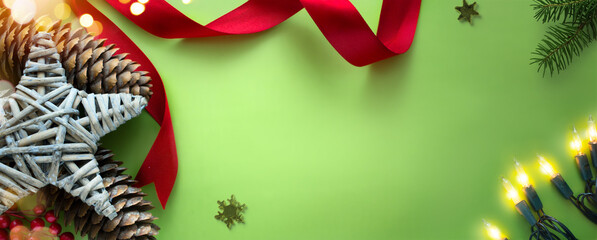 Wall Mural - christmas and eco-friendly handmade gift decorations. eco christmas holiday concept, eco decor banne