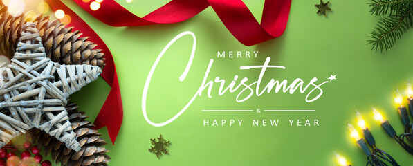 Wall Mural - christmas and eco-friendly handmade gift decorations. eco christmas holiday concept, eco decor banne