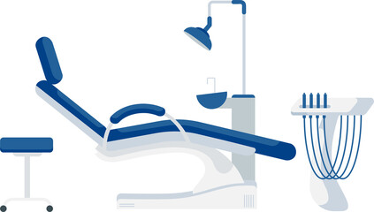 Fototapete - Dental chair and accessories semi flat color raster object. Full sized item on white. Equipment for dental professional simple cartoon style illustration for web graphic design and animation