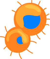 Poster - Orange microorganisms with blue cores with semi flat color raster object. Full sized item on white. Bacterial infection simple cartoon style illustration for web graphic design and animation