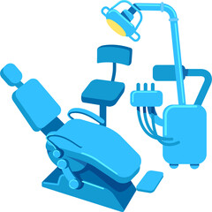 Poster - Dental treatment room semi flat color raster object. Full sized item on white. Equipment and furniture for dental practice simple cartoon style illustration for web graphic design and animation