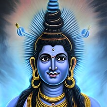 Portrait Of Shiva, God Of India