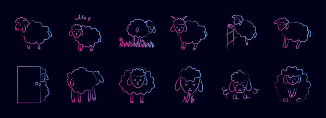 Poster - Sheep nolan icon collections vector design