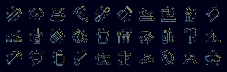 Poster - Mountaineering nolan icons collection vector illustration design