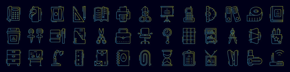 Fototapete - Office tools nolan icons collection vector illustration design