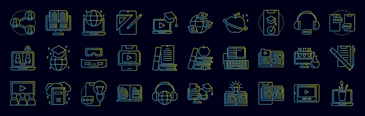 Sticker - Online learning nolan icons collection vector illustration design