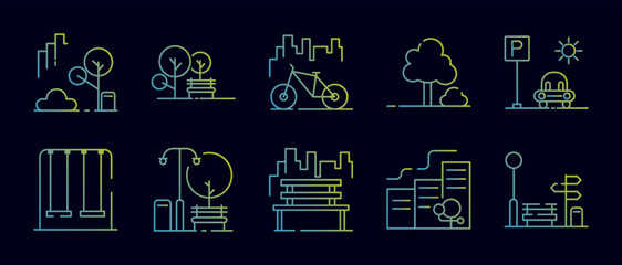 Poster - Park and garden nolan icons collection vector illustration design
