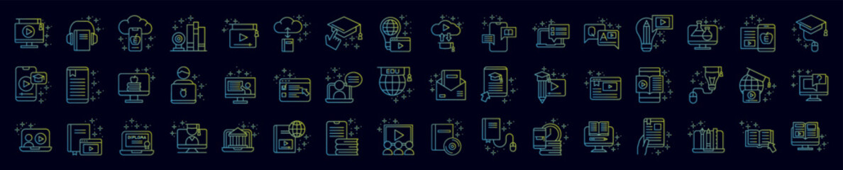 Poster - Online Education nolan icons collection vector illustration design