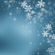 Cute falling snowflakes backdrop. Winter fleck freeze elements. Snowfall sky white teal blue illustration. Fuzzy snowflakes december vector. Snow nature landscape.