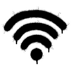 Spray Painted Graffiti wifi icon Sprayed isolated with a white background. graffiti wifi icon with over spray in black over white. Vector illustration.