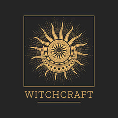 witchcraft astrology, tarot and occultism magic icon. esoteric astrology esoteric symbol or icon wit