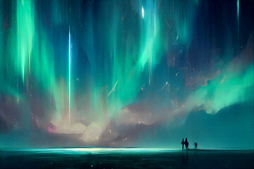 aurora in the night digital art