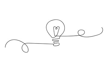 Wall Mural - Light bulb one line. Single line. Solution concept. Vector illustration. stock image. 