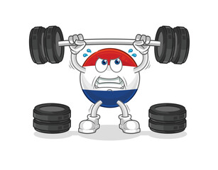 Wall Mural - Netherlands lifting the barbell character. cartoon mascot vector