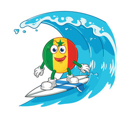Wall Mural - senegal surfing character. cartoon mascot vector