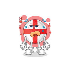 Sticker - england low battery mascot. cartoon vector