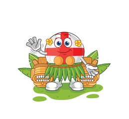 Wall Mural - england hawaiian waving character. cartoon mascot vector