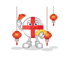 England Chinese With Lanterns Illustration. Character Vector