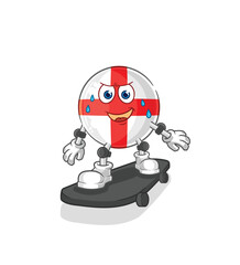 Sticker - england riding skateboard cartoon character vector