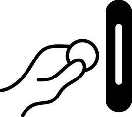 Poster - Hand insert coin line icon. linear style sign for mobile concept and web design. Inserting coin outline vector icon..eps