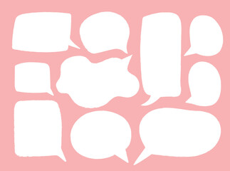 Fototapete - Bubbles white set. Collection of graphic elements for website. Communication and interaction. Social networks and messengers icons. Cartoon flat vector illustrations isolated on pink background