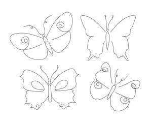 Poster - butterflies line set. collection of insects in minimalist style. nature, biology, biology and fauna.