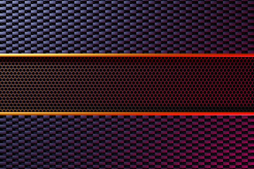 Poster - 3D rendering golden  frame  on black pattern   background