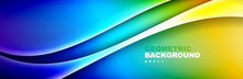 Wavy Lines, Technology Digital Template With Shadows And Lights On Gradient Background. Trendy Simple Fluid Color Gradient Abstract Background With Dynamic Wave Shadow Lines Effect