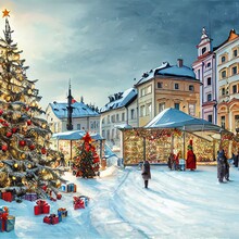 Christmas Holiday Scene In Lublin, Poland. Global Unity Xmas Collection 