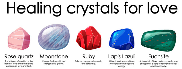 Wall Mural - healing crystals for love collection