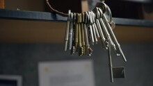 A Big Bunch Of Old Keys Hanging On A Keyring