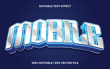 Poster - mobile text effect editable modern lettering typography font style, trendy 3d text for games