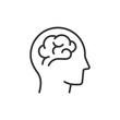 © lovemask - Human brain line icon on white background. Editable stroke. Vector illustration.