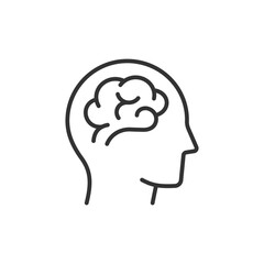 Poster - human brain line icon on white background. editable stroke. vector illustration.