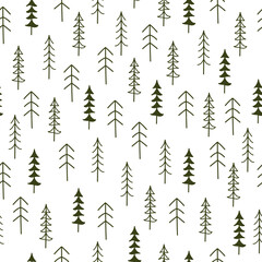 Seamless pattern with winter forest