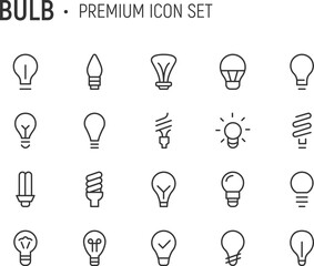 Poster - editable vector pack of bulb line icons.