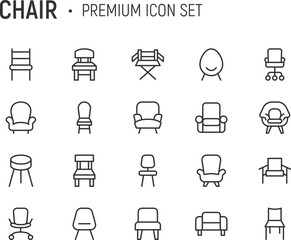 Poster - Editable vector pack of chair line icons.